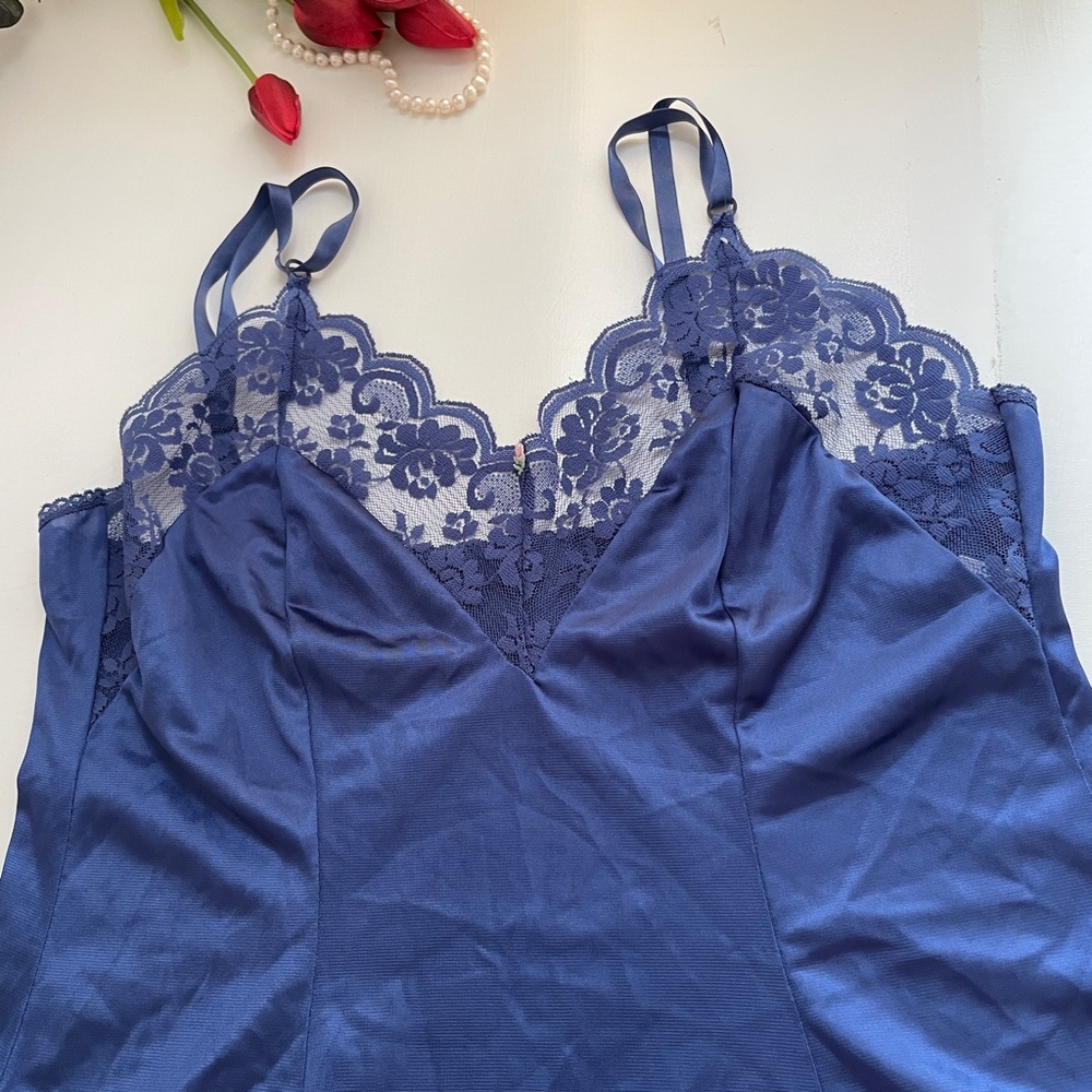 Vintage Lingerie Babydoll Slip Cami Top Lace Satin 36 /S Festival Y2K Romantic - Picture 9 of 15